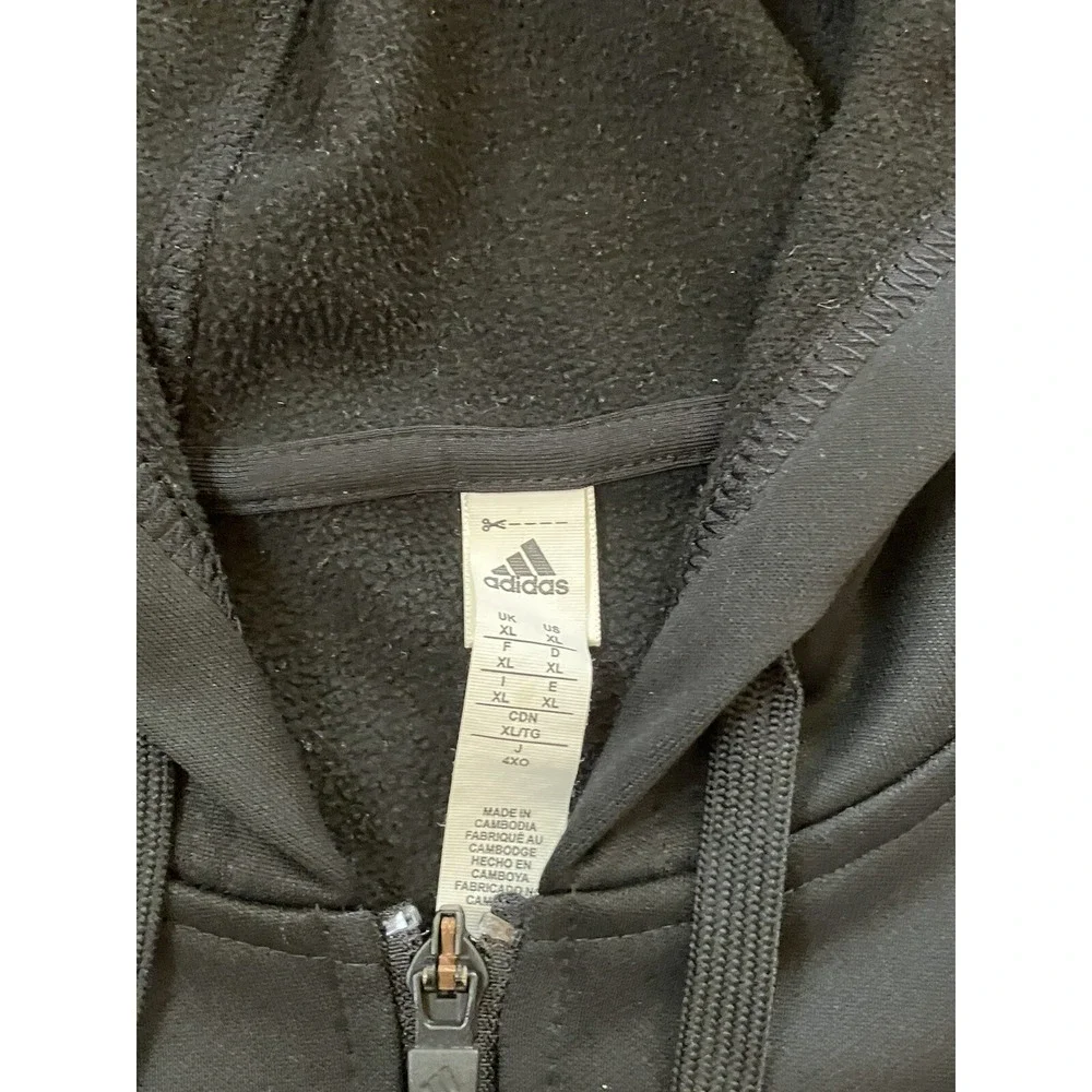 Adidas Hoodie Sweatshirt Men's XL Long Sleeve Climawarm Full Zip‎ Logo Black